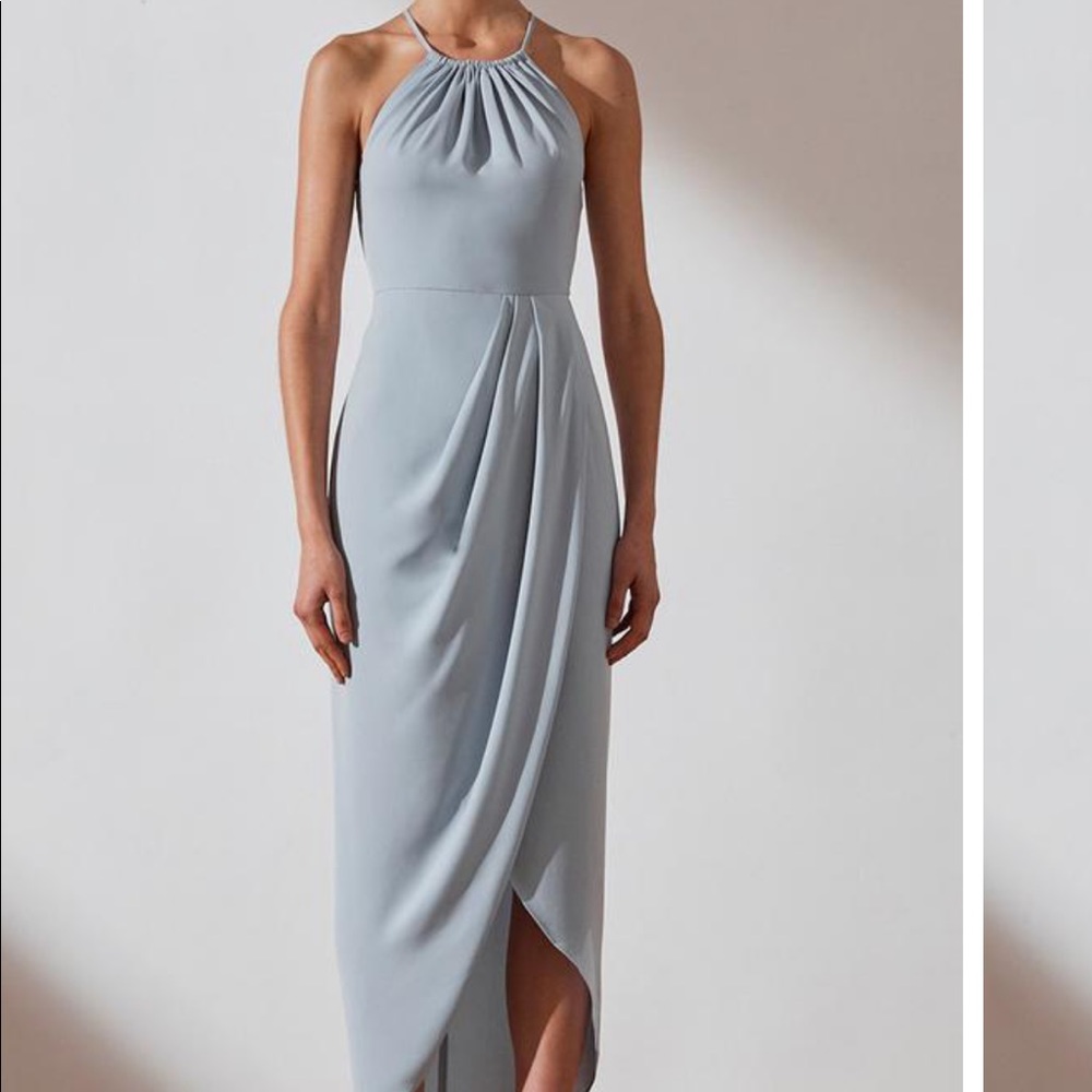 Shona Joy CORE HIGH NECK RUCHED DRESS POWDER BLUE